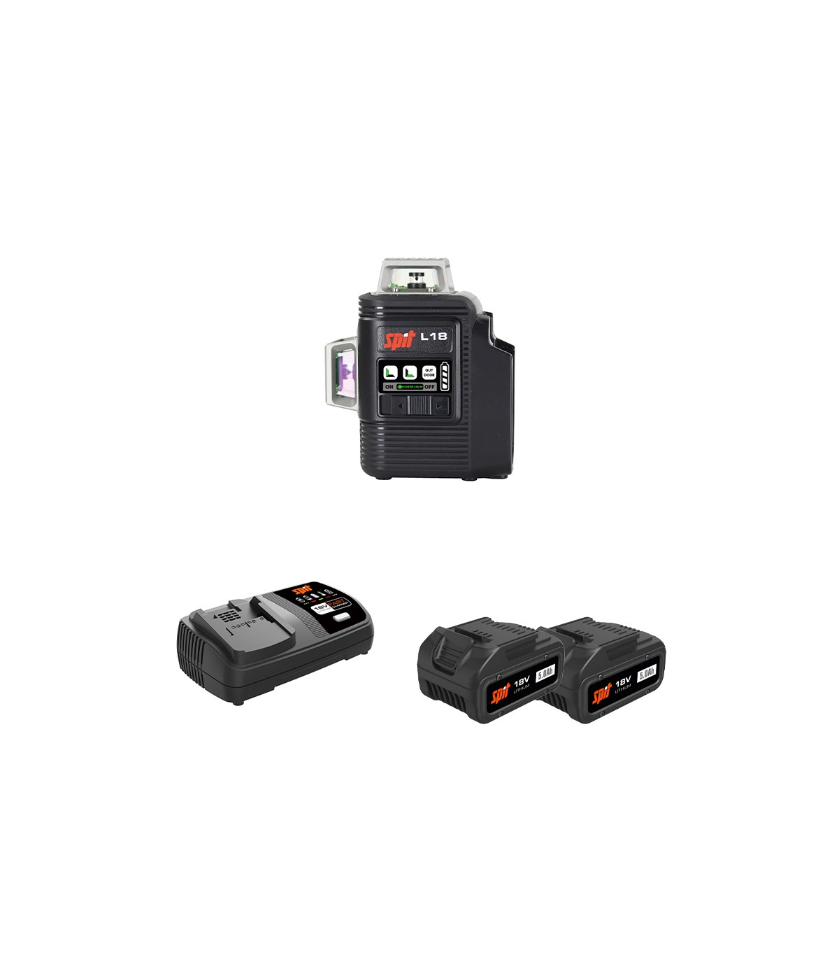Laser vert  L18 18V + 2 batteries 18V 5 Ah + chargeur rapide SPIT