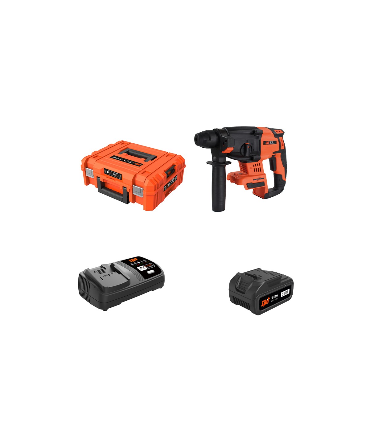 Perforateur piqueur D18 SDS Plus 18V + 1 batterie 18V 5 Ah + chargeur rapide SPIT