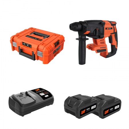 Perforateur piqueur D18 SDS Plus 18V + 2 batteries 18V 5 Ah + chargeur rapide SPIT