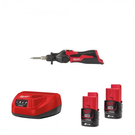 Fer à souder M12 SI-0 + 2 Batteries 12V 2 Ah + 1 Chargeur C12C MILWAUKEE