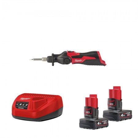 Fer à souder M12 SI-0 + 2 Batteries 12V 4 Ah + 1 Chargeur C12C MILWAUKEE