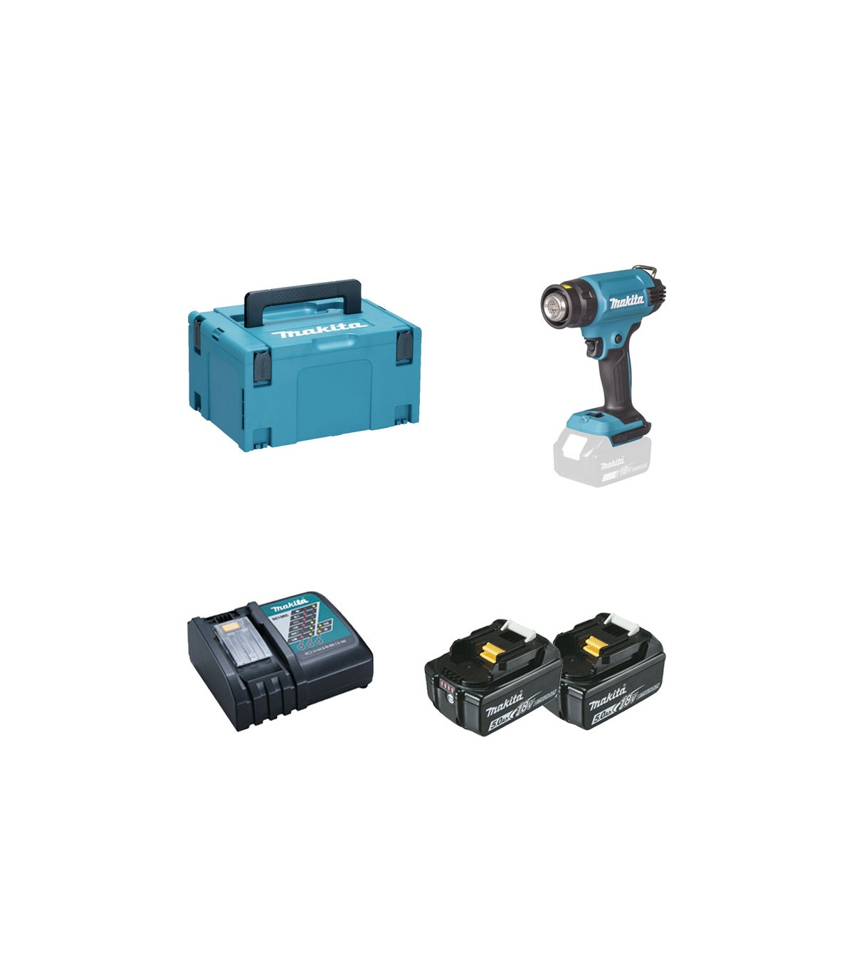 Décapeur thermique 18V DHG181ZJ + 2 batteries BL1850B 18V 5 Ah + 1 chargeur rapide DC18RC MAKITA