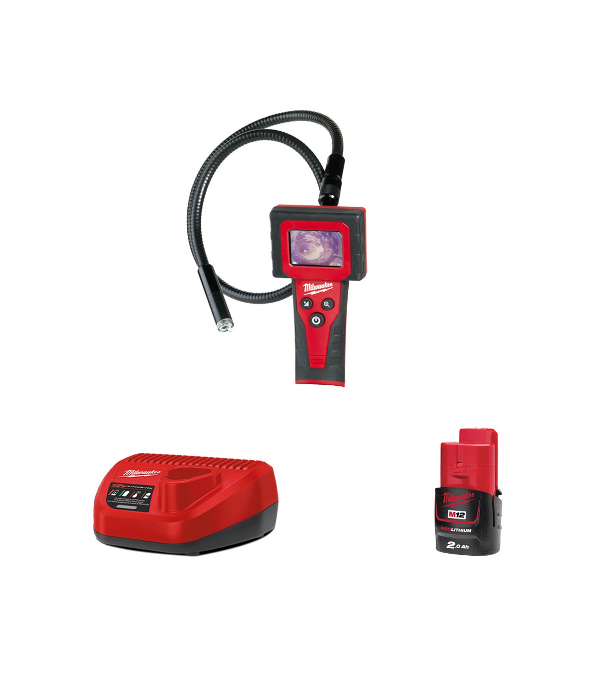 Caméra d'inspection 360° M12 IC + 1 batterie 12V 2 Ah + 1 Chargeur C12C  MILWAUKEE : Ref. 49334316154933451900