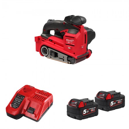 Ponceuse à bande 18V FBTS75-0 + 2 batteries 18V 5 Ah + 1 chargeur M12-18FC MILWAUKEE