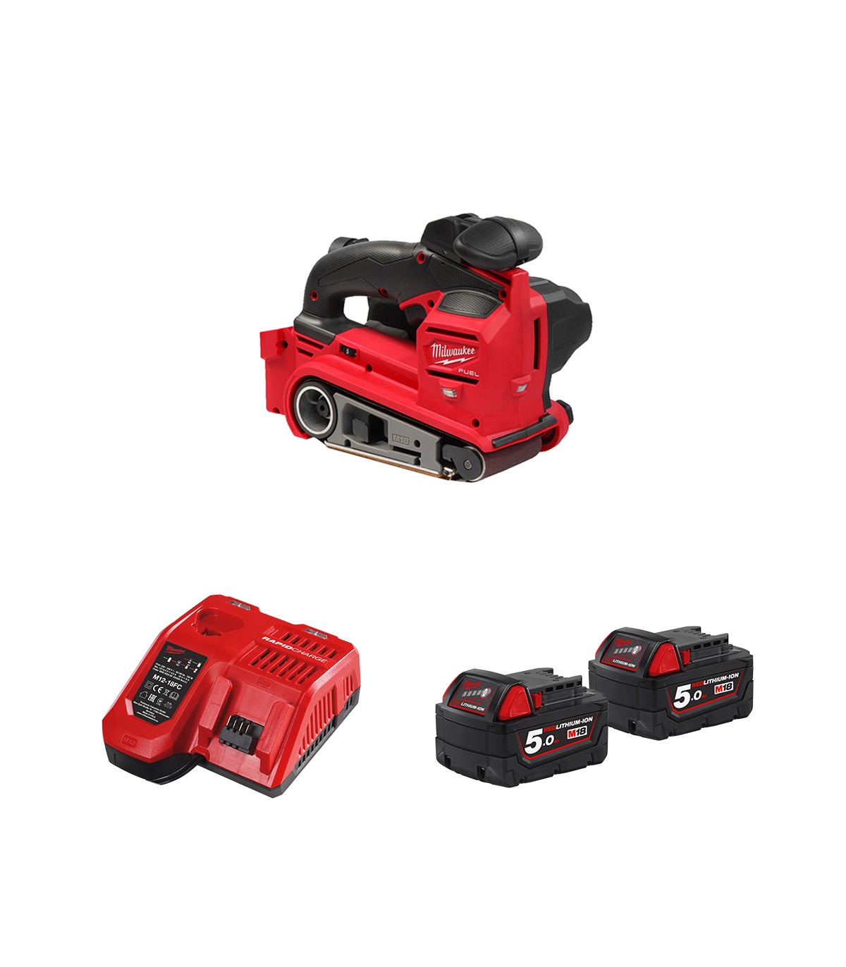 Ponceuse à bande 18V FBTS75-0 + 2 batteries 18V 5 Ah + 1 chargeur M12-18FC MILWAUKEE