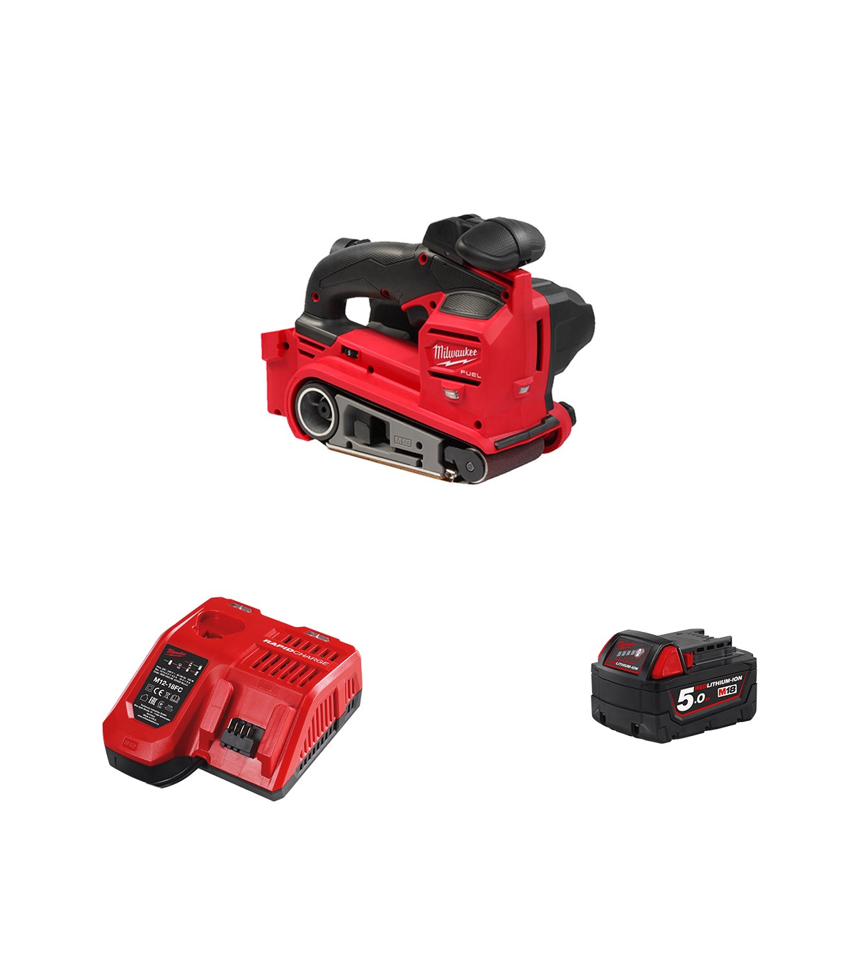 Ponceuse à bande 18V FBTS75-0 + 1 batterie 18V 5 Ah + 1 chargeur M12-18FC MILWAUKEE