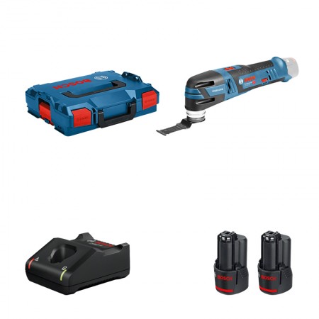 Découpeur-ponceur GOP 12 V-28 + 2bat 12V 3 Ah + 1 GAL 12V-40 BOSCH