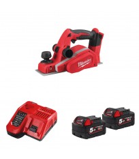 Rabot 82 mm M18 BP-0 + 2 batteries 18V 5 Ah + 1 chargeur M12-18FC MILWAUKEE