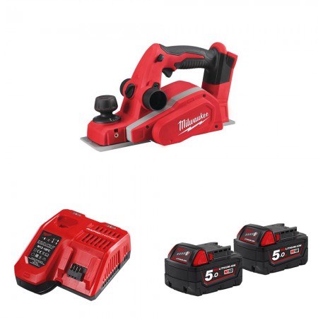Rabot 82 mm M18 BP-0 + 2 batteries 18V 5 Ah + 1 chargeur M12-18FC MILWAUKEE