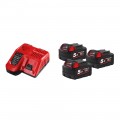 Pack 3 batteries 18V 5 Ah M18 B5 + chargeur M12-18 FC MILWAUKEE