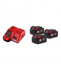Pack 3 batteries 18V 5 Ah M18 B5 + chargeur M12-18 FC MILWAUKEE