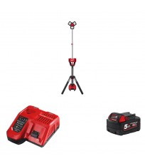 Projecteur de chantier M18 HOSALC-0 + 1 batterie 18V 5 Ah + 1 chargeur M12-18FC MILWAUKEE