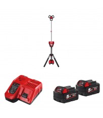 Projecteur de chantier M18 HOSALC-0 6000 lm + 2 batteries 18V 5 Ah + chargeur M12-18 FC MILWAUKEE