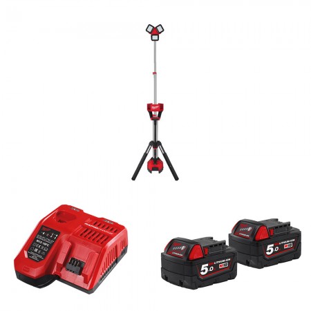 Projecteur de chantier M18 HOSALC-0 6000 lm + 2 batteries 18V 5 Ah + chargeur M12-18 FC MILWAUKEE
