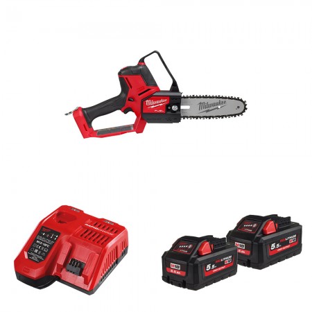 Tronçonneuse d'élagage 18V M18 FHS20-552 + 2 batteries 18V 5.5 Ah + 1 chargeur M12-18FC MILWAUKEE