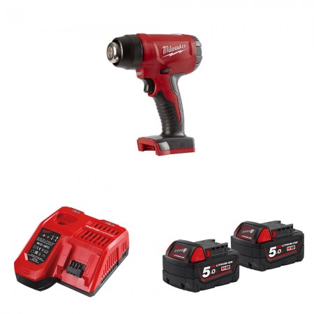 Décapeur thermique 18V M18 BHG-0 + 2 batteries 18V 5 Ah + chargeur M12-18 FC MILWAUKEE