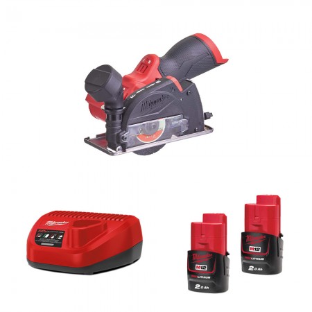 Meuleuse angulaire Ø76 mm 12V M12 FCOT-0 + 2 batteries 12V 2 Ah + chargeur C12 C MILWAUKEE
