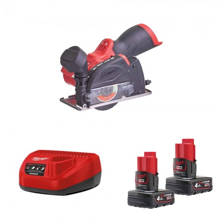 Meuleuse angulaire Ø76 mm 12V M12 FCOT-0 + 2 batteries 12V 4 Ah + chargeur C12 C MILWAUKEE