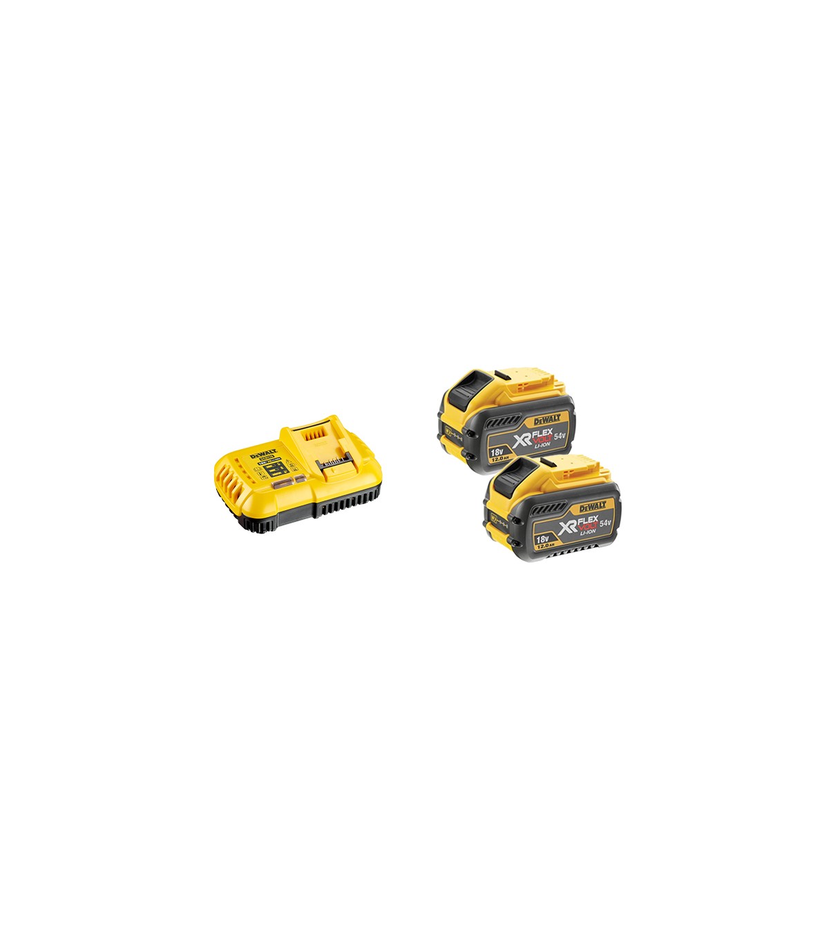 Pack 2 batteries 18-54V Flexvolt 12-4 Ah + Chargeur DCB118 DEWALT : Ref.  DCB118Y2-QW