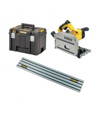 Scie circulaire plongeante 1300W DWS520KT-QS + Rail de guidage 1m DWS5021-XJ DEWALT