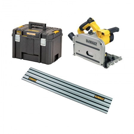 Scie circulaire plongeante 1300W DWS520KT-QS + Rail de guidage 1m DWS5021-XJ DEWALT