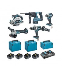 Pack de 5 machines 18V MAKITA (DGA506 + DHP486 + DHR243 + DHS680 + DTD154)