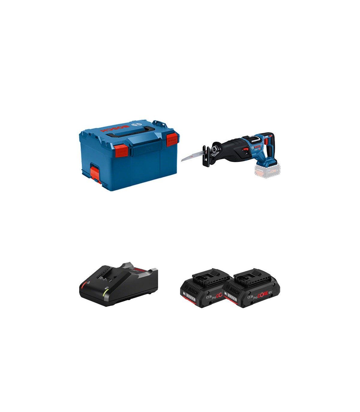 Scie sabre GSA 18V-28 + 2 batteries Procore 18V 4 Ah + 1 chargeur GAL 18V-40  BOSCH : Ref. 06016C00011600A01BA3