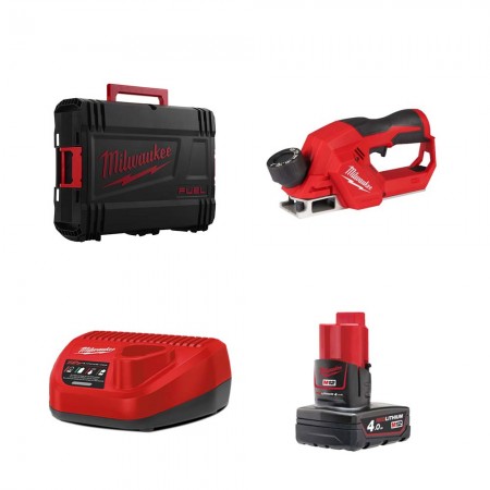 Rabot 56 mm M12 BLP-0X + 1 batterie 12V 4 Ah + 1 chargeur 12V C12 C MILWAUKEE