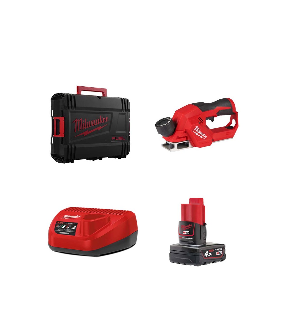 Rabot 56 mm M12 BLP-0X + 1 batterie 12V 4 Ah + 1 chargeur 12V C12 C MILWAUKEE
