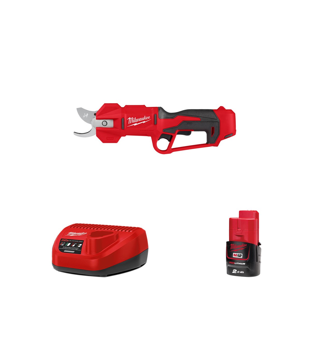 Sécateur M12 BLPRS-0 + 1 batterie 12V 2 Ah + 1 chargeur C12C MILWAUKEE