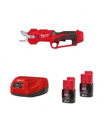 Sécateur M12 BLPRS-0 + 2 batteries 12V 2 Ah + 1 chargeur C12C MILWAUKEE