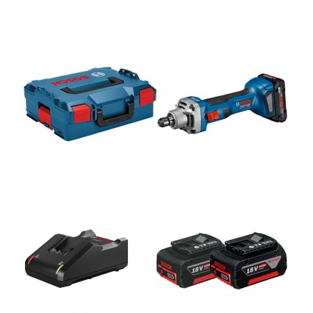 Meuleuse GGS 18 V-20 + 2 batteries GBA 18V 4 Ah + 1 chargeur GAL 18V-40 en L-BOXX BOSCH