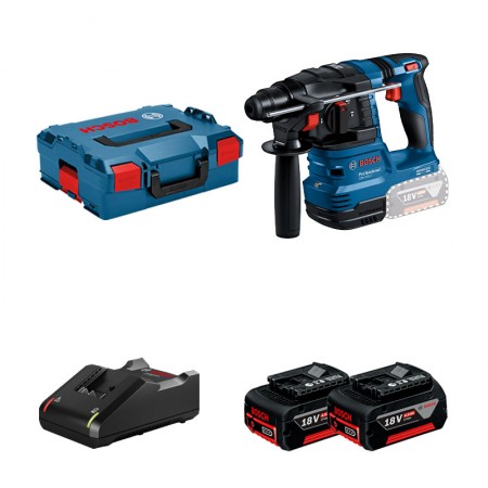 Perforateur SDS-Plus GBH 18V-22 + 2 batteries GBA 18V 4 Ah + 1 chargeur GAL 18V-40 BOSCH