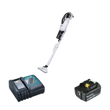 Aspirateur 18V DCL286FZW + 1 Batterie 18V 5Ah BL1850B + 1 Chargeur rapide DC18RC MAKITA