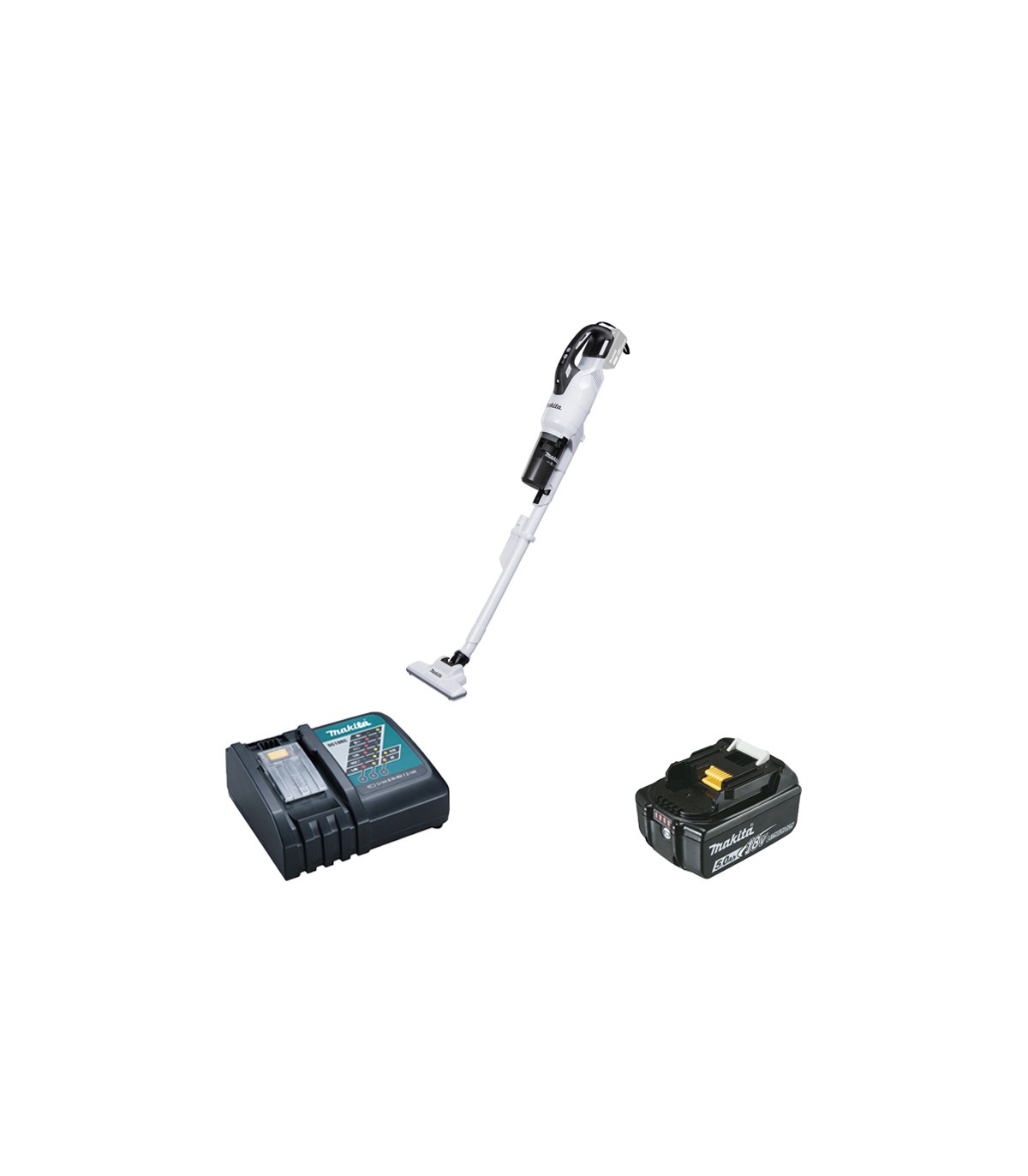 Aspirateur 18V DCL286FZW + 1 Batterie 18V 5Ah BL1850B + 1 Chargeur rapide DC18RC MAKITA