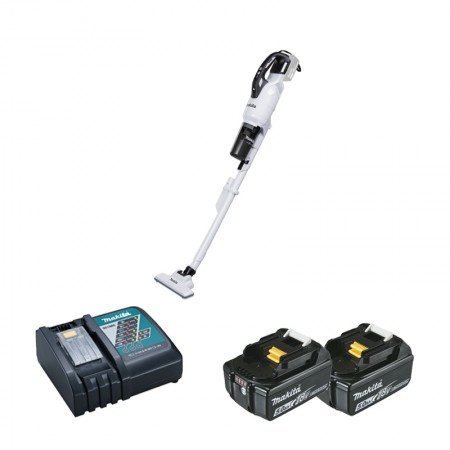 Aspirateur 18V DCL286FZW + 2 Batteries 18V 5 Ah BL1850B + 1 Chargeur rapide DC18RC MAKITA