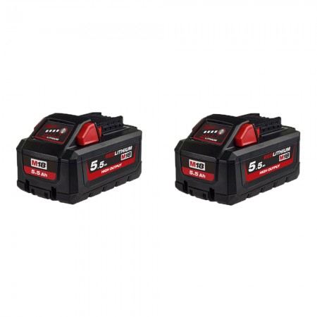 Pack de 2 batteries M18 HB5.5 High Output 18V 5.5 Ah MILWAUKEE