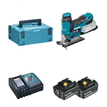 Scie sauteuse 18V DJV185ZJ + 2 batteries 18V 5 Ah + 1 chargeur rapide DC18RC MAKITA