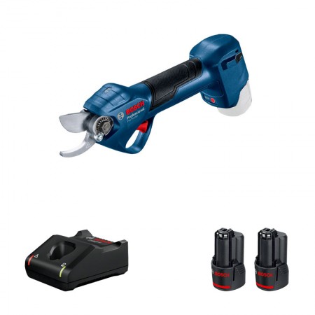 Sécateur Pro Pruner + 2 batteries GBA 12V 3 Ah + 1 chargeur GAL 12V-40 BOSCH
