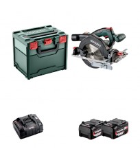 Scie circulaire Ø 165 mm 18V ks 18 ltx 57 + 2 batteries 18V 5.2 Ah + chargeur rapide ASC 145 METABO