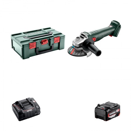 Meuleuse Ø 125 mm 18V W 18 L 9-125 + 1 batterie 18V 5.2 Ah + 1 chargeur ASC 145 METABO