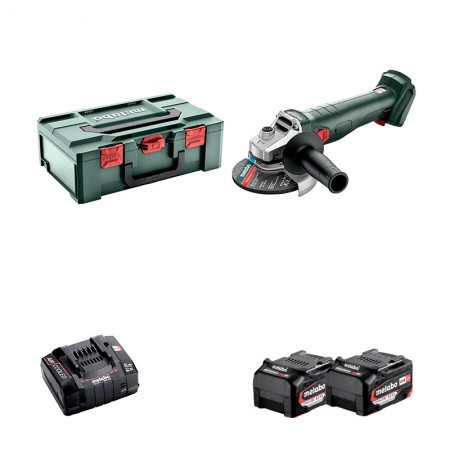 Meuleuse Ø 125 mm 18V W 18 L 9-125 + 2 batteries 18V 5.2 Ah + 1 chargeur ASC 145METABO