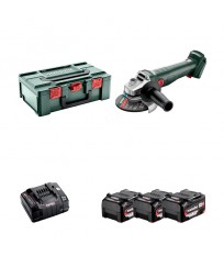 Meuleuse Ø 125 mm 18V W 18 L 9-125 + 3 batteries 18V 5.2 Ah + 1 chargeur ASC 145 METABO