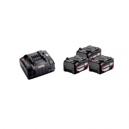 Pack de 3 batteries 18V 5,2 Ah + Chargeur rapide ASC 145 METABO