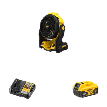 Ventilateur de chantier DCE512N-XJ + 1 batterie 18V 5 Ah + 1 chargeur DCB1104-QW DEWALT