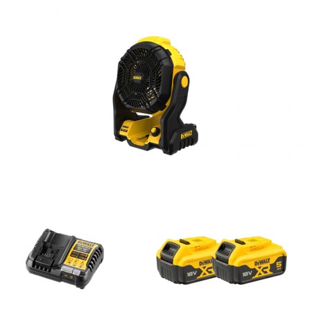 Ventilateur de chantier DCE512N-XJ + 2 batteries 18V 5 Ah + 1 chargeur DCB1104-QW DEWALT