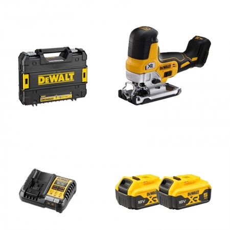Scie sauteuse 18V DCS335NT-XJ + 2 batteries 18V 5 Ah + 1 chargeur rapide DCB1104-QW DEWALT