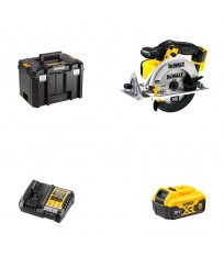 Scie circulaire 18V Ø165 mm DCS391NT-XJ + 1 batterie 18V 5 Ah + 1 chargeur DCB1104-QW DEWALT