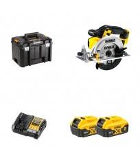 Scie circulaire 18V Ø165 mm DCS391NT-XJ + 2 batteries 18V 5 Ah + 1 chargeur DCB1104-QW DEWALT