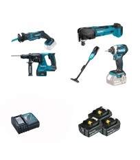 Pack de 5 machines 18V DLX5045TJ (DTD154 + DHR243 + DTM51 + DJR183 + DCL180) MAKITA